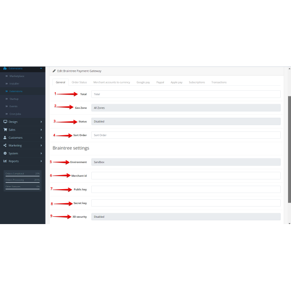 Braintree Payment Gateway PRO for OpenCart (support v. 3.*-4.*)