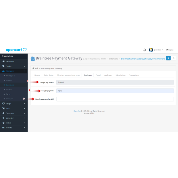 Braintree Payment Gateway PRO for OpenCart (support v. 3.*-4.*)