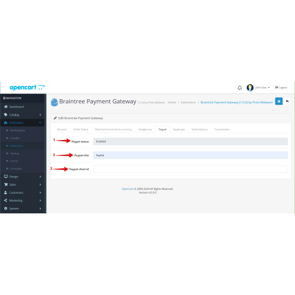 Braintree Payment Gateway PRO for OpenCart (support v. 3.*-4.*)