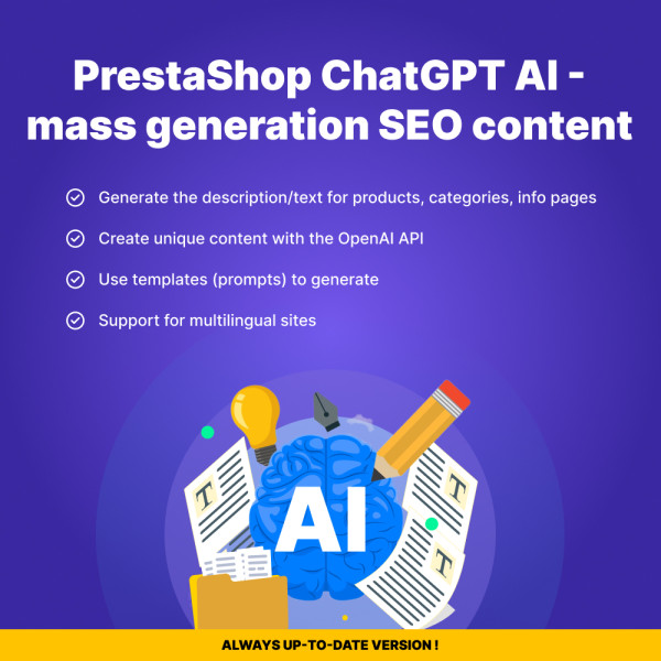 ChatGPT AI PrestaShop - mass generation SEO content