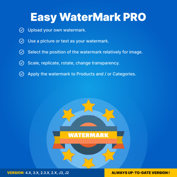 Easy WaterMark PRO for OpenCart: Secure and Customize Images (v. 1.5*-4.x*)