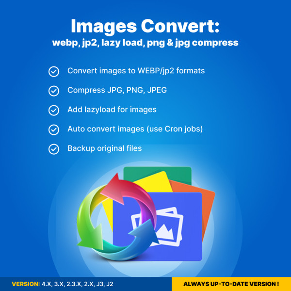 Images Convert: webp, jp2, lazy load, png & jpg compress for Opencart 1.5-4.x