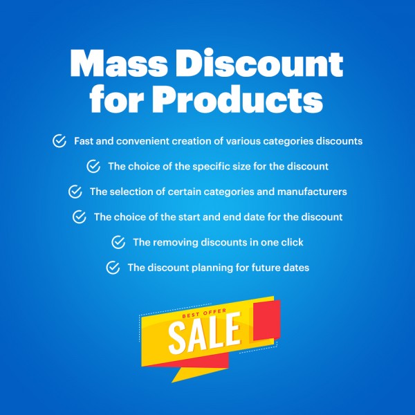 Mass Discount for Products Opencart (support 1.5x-3.x ver.)