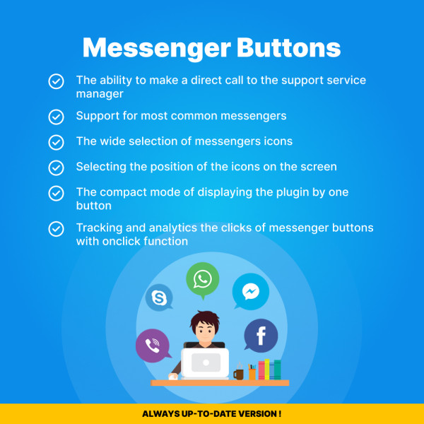 Messengers Buttons for CS-cart (Facebook, Instagram, Skype, WhatsApp, Viber, Vkontakte)