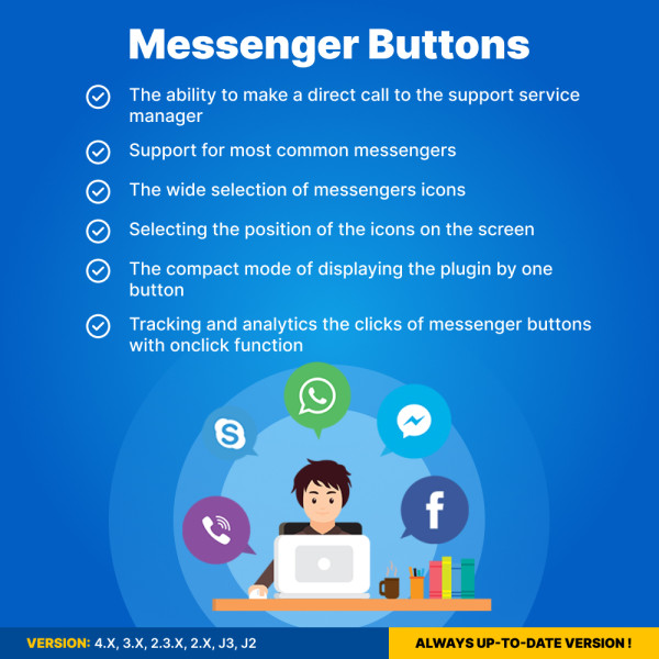 Messengers Buttons for Opencart v 1.5-4.* (Facebook, Instagram, Skype, WhatsApp, Viber, Vkontakte)