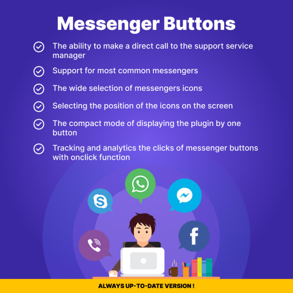 Messenger Buttons for PrestaShop Enhance Customer Communication (Facebook, Instagram, Skype, WhatsApp, Viber, Vkontakte)