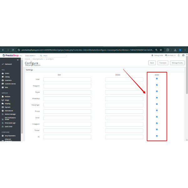 Messenger Buttons for PrestaShop Enhance Customer Communication (Facebook, Instagram, Skype, WhatsApp, Viber, Vkontakte)