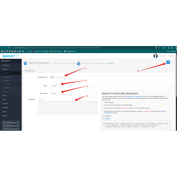 Product Tabs Manager for OpenCart (v.2-4.x)