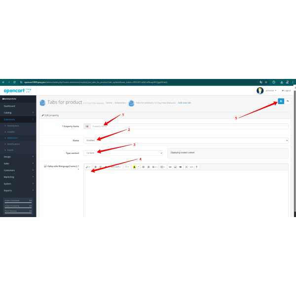 Product Tabs Manager for OpenCart (v.2-4.x)