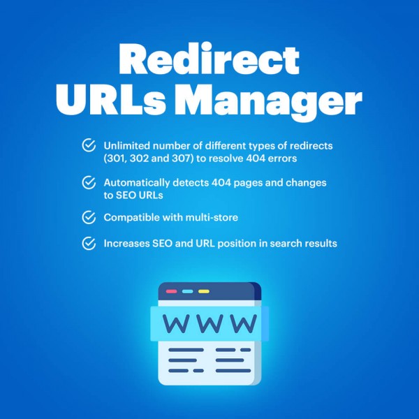 Redirect URLs Manager - 301, 302, 307 and 404 SEO optimizer for OpenCart (v. 1.5*-3.*)
