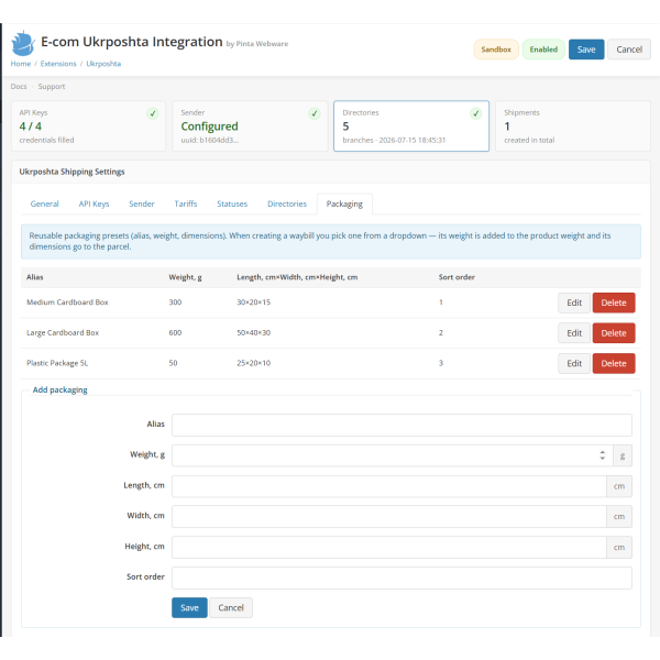Ukrposhta eCom — Shipping, Waybills & Tracking